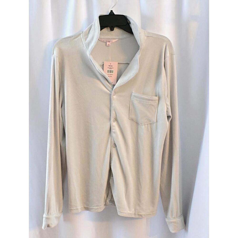 Bluenotes Light Grey Long Sleeve Button-Up Top and Drawstring Pants Set